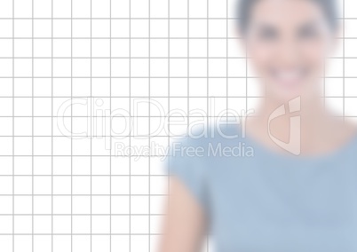 Blurred woman on grid background