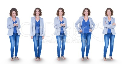 Multiple image of woman standing in various poses