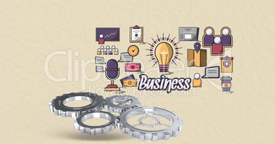 Digital composite image of business text with icons