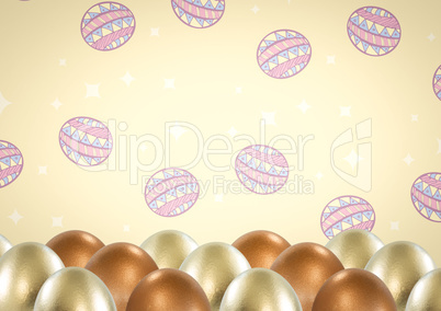 Easter eggs in front of pattern