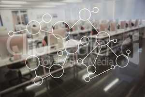 Molecule structure on glass in office