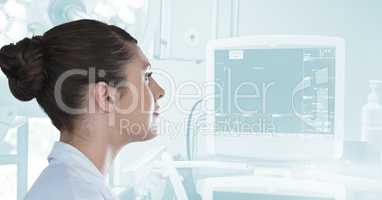 Doctor (women) looking the pulsations of the patient