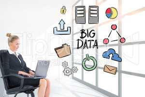 Businesswoman analyzing big data on laptop in office