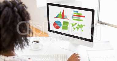 Businesswoman making graphs on computer