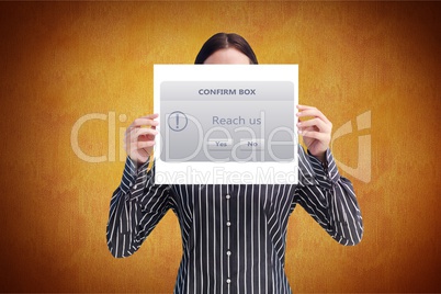 Businesswoman holding placard with confirm box sign