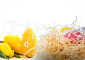 Yellow flower and Easter egg with nest