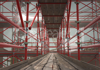 3D red scaffolding from inside