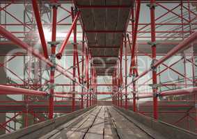 3D red scaffolding from inside