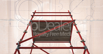 floor view of 3D red scaffolding