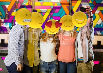 selfie in the party. Emoji heads.