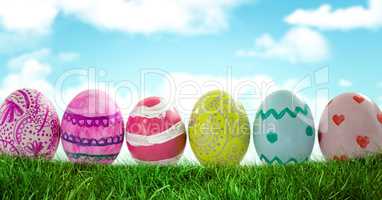 Easter Eggs in front of blue sky