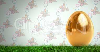 Easter egg in front of pattern