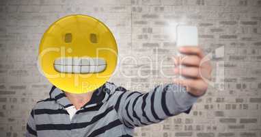 Selfie with predicament emoji face