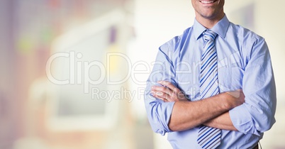 business men with his hands folded on blurred background of the office