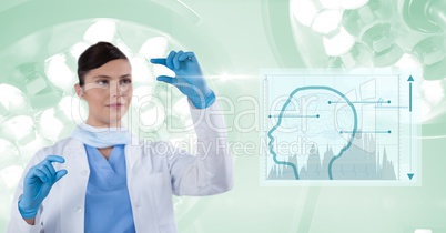 Digital composite image of female doctor gesturing by human shape