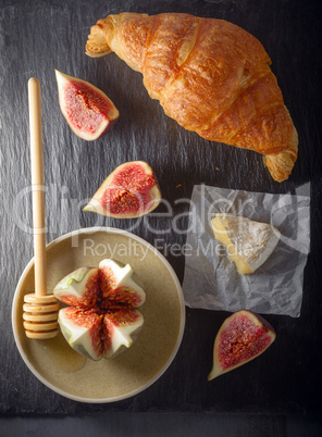 Croissant with soft cheese and figs