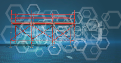 3D redscaffolding with blue background