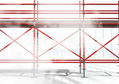 3D red scaffolding on a building