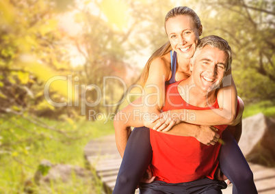 Couple doing sport together .