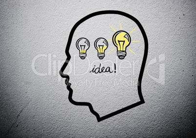 outline head having an idea