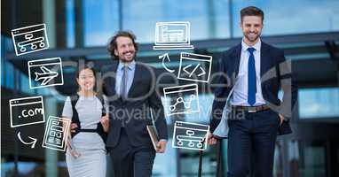 Business people with various icons
