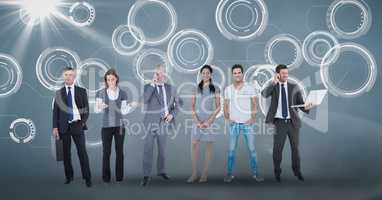 Digital composite image of business people on abstract  background