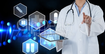 Digital composite image of medical icons by doctor