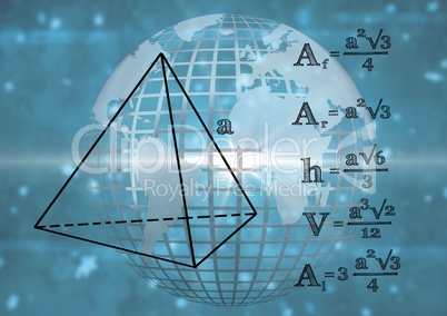 3D technological earth with graphic about triangle