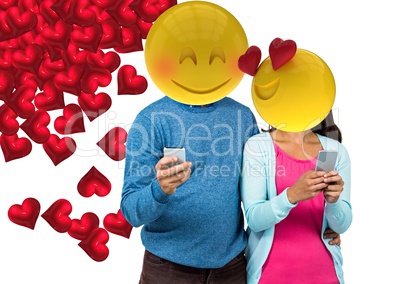 Couple feeling in love. Emoji face.