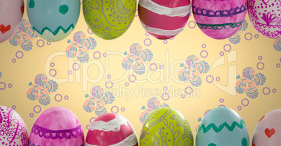 Easter eggs in front of pattern