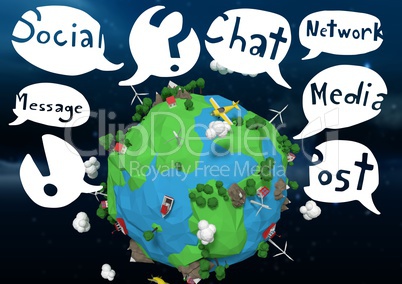 3D animation earth with bubble graphics