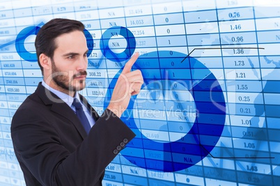 Businessman touching data on screen