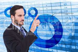 Businessman touching data on screen