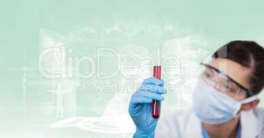 Scientist with red  test tube