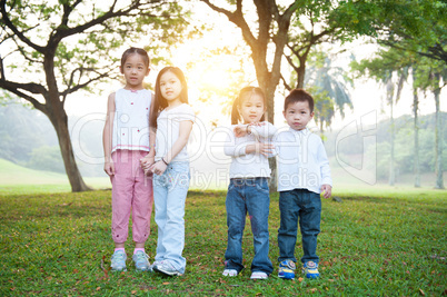 Group of Asian children at outdoor.