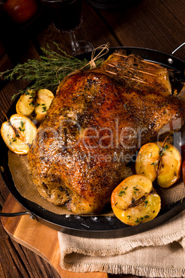 Duck on old Polish roasted with thyme and Apple