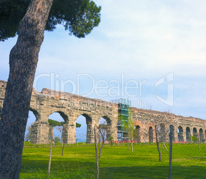 Parco degli acquedotti along the Appian way in Rome