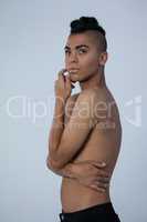 Sensuous transgender woman looking away