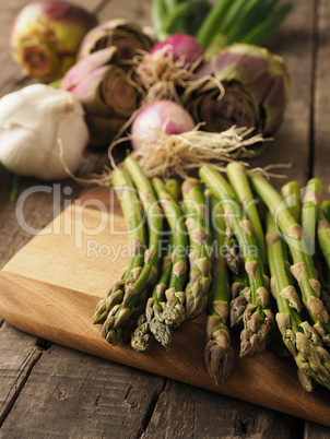 Organic vegetables on a wooden table