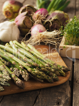 Organic vegetables on a wooden table