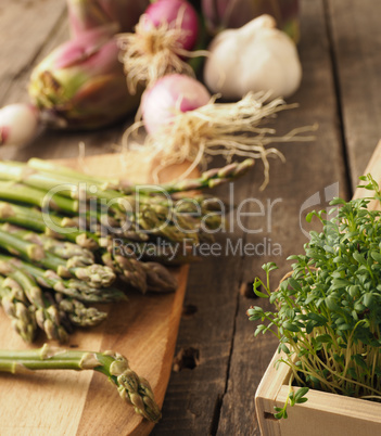 Organic vegetables on a wooden table