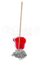 Mop with red bucket