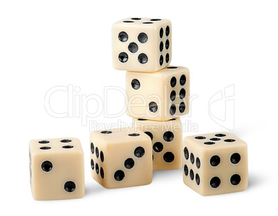 Six gaming dice