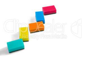 High angle view of colorful cleaning sponges