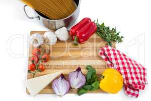 Various Vegetables with pasta in container