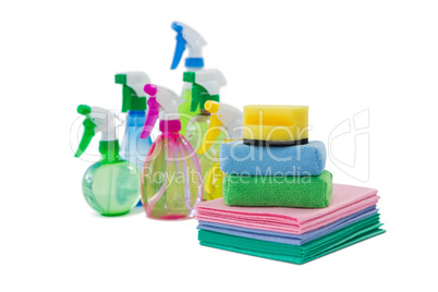 Spray bottles with wipe pads and sponges