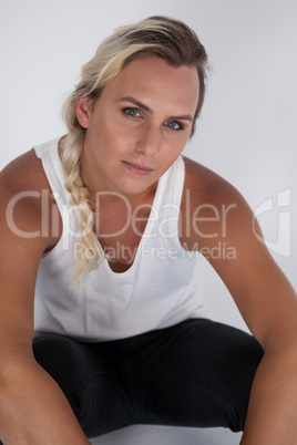 Portrait of transgender woman sitting