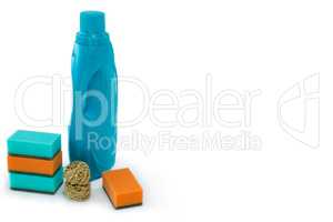 Bottle with cleaning sponges