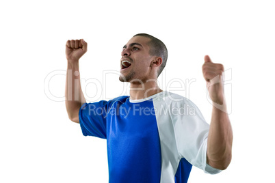 Football player celebrating his victory