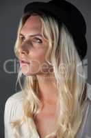 Close up of transgender woman looking away